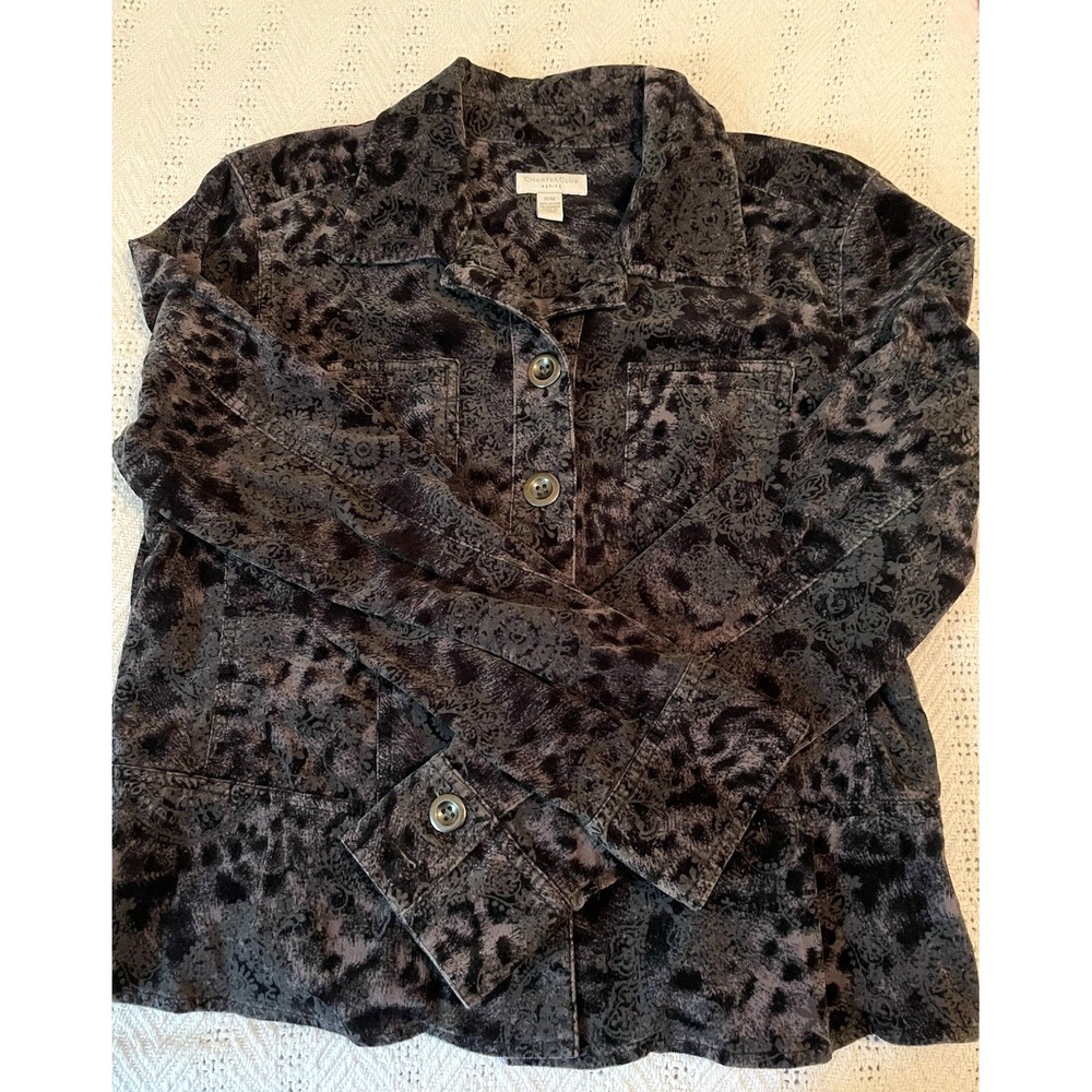 Charter Club Paisley Jacket PM Black Paisley, Corduroy, Blazer, Petite, Office